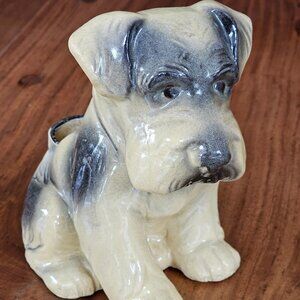 VINTAGE CERAMIC SCHNAUZER DOG PLANTER FROM JAPAN